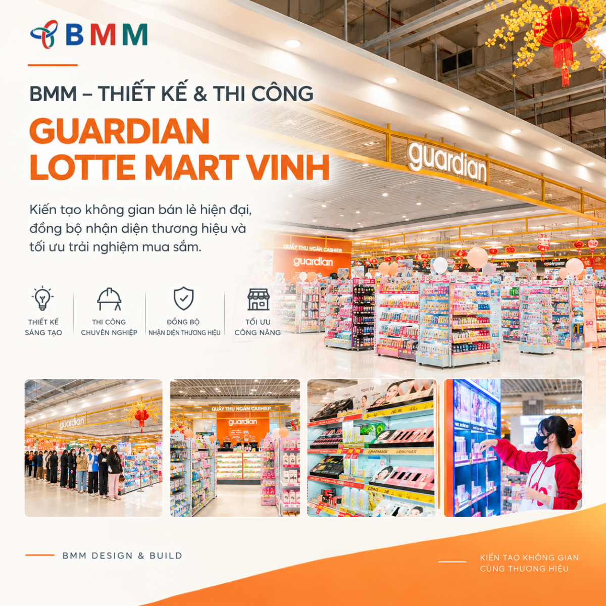 Guardian Lotte Mart Vinh – Dự án thiết kế & thi công không gian bán lẻ của BMM